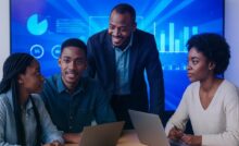 Jóvenes emprendedores tanzanos trabajando en equipo reflejan la alianza entre Tanzania Startup Association y Africapital