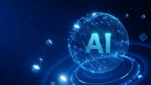 Gráfico financiero mostrando el auge de la inteligencia artificial con riesgo de burbuja tecnológica