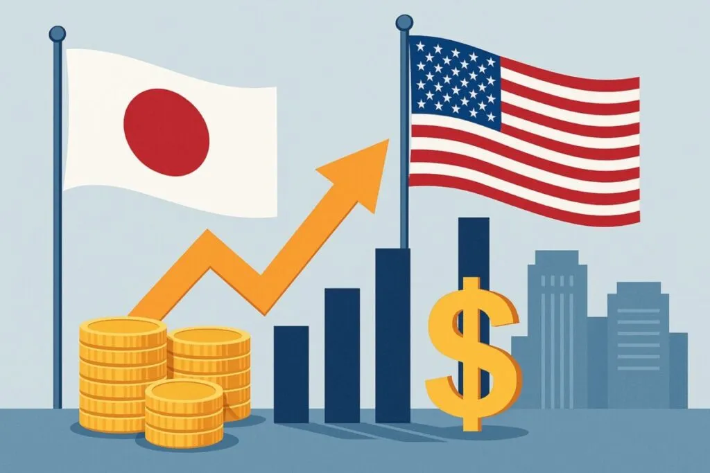 Gráfico que ilustra el compromiso de Japón de invertir 550 mil millones de dólares en EE. UU.