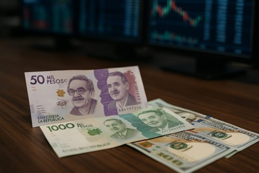 Cotización del peso colombiano frente al dólar durante jornada volátil del 8 de septiembre