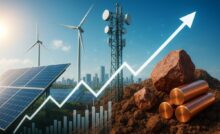Imagen profesional que muestra valores bursátiles en América Latina con enfoque en energía, telecomunicaciones y minería.