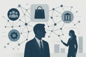 Ilustración conceptual que representa coherencia, cultura y valor de marca en estrategia de branding 360”