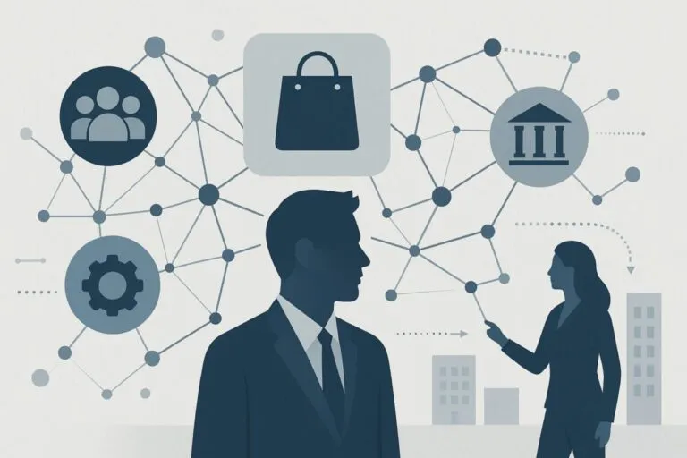 Ilustración conceptual que representa coherencia, cultura y valor de marca en estrategia de branding 360”