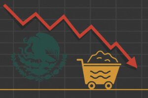Gráfica del índice de la bolsa mexicana con caída tras desplome de acciones de Grupo México