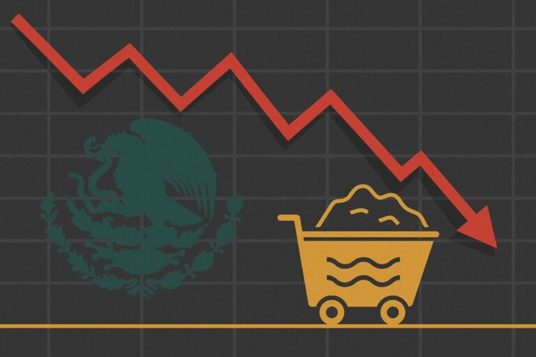 Gráfica del índice de la bolsa mexicana con caída tras desplome de acciones de Grupo México
