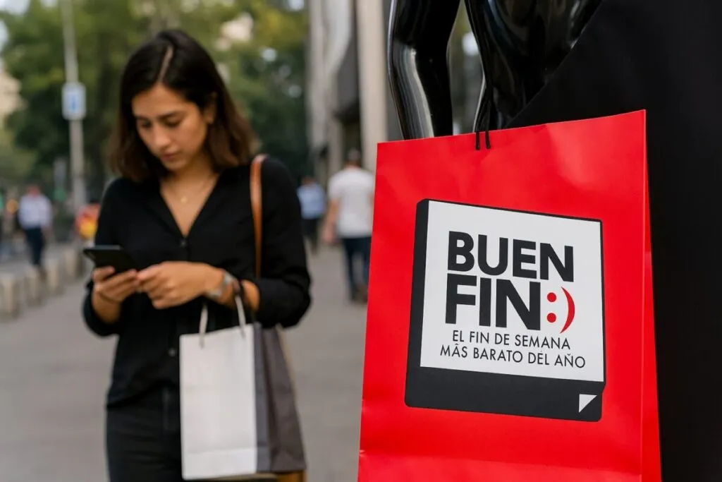 Imagen editorial sobre consumidores en México durante el Buen Fin aprovechando bonificaciones y compras digitales