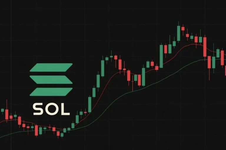 gráfico financiero con tendencia de la cotización de SOL resaltando niveles y variaciones