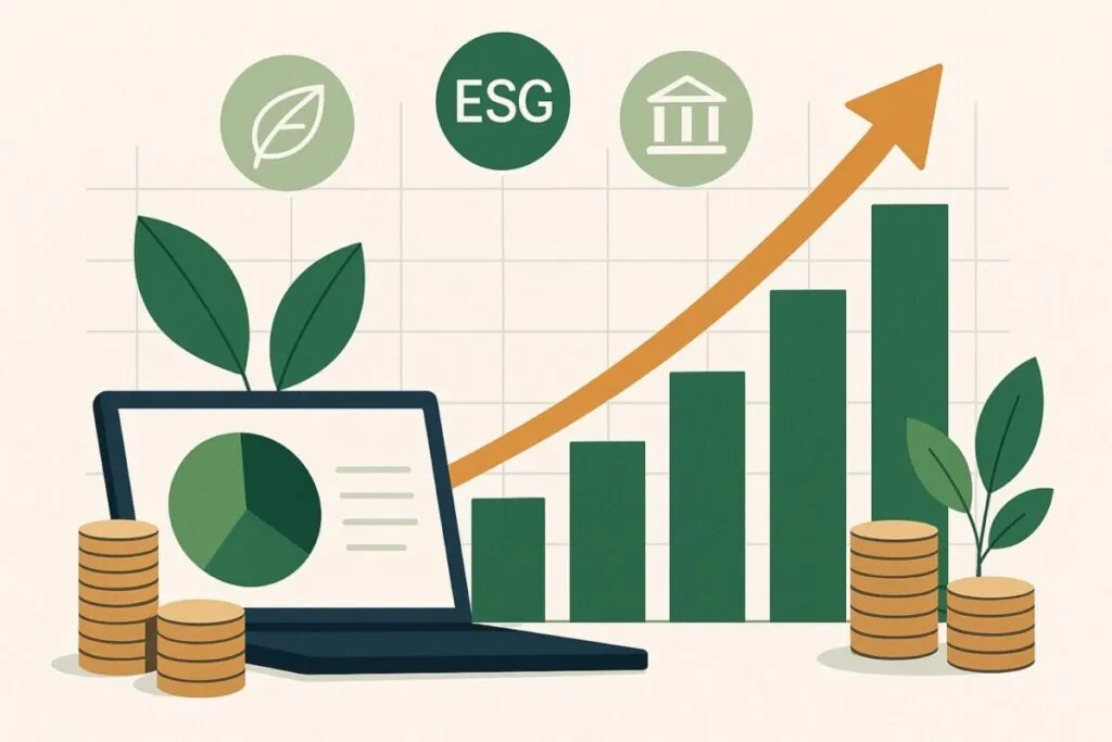 Gráfico financiero con enfoque en rentabilidad sostenible y criterios ASG en el mercado español