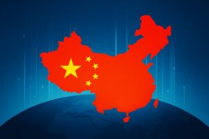 Gráfico editorial que representa el crecimiento de China en apertura económica global