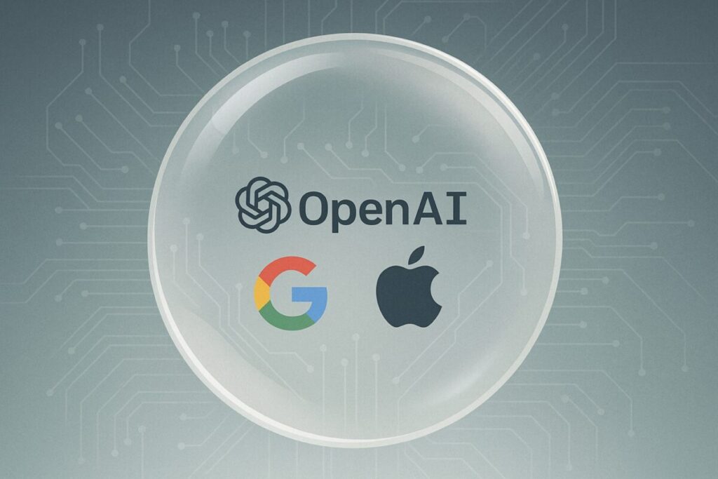 Gráfico conceptual que representa una burbuja financiera en el contexto de la inteligencia artificial