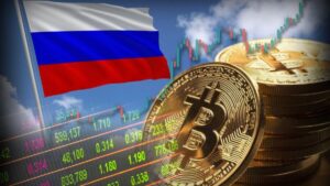 Ilustración editorial de una red de lavado de dinero vinculada a Rusia y Reino Unido con énfasis en criptomonedas y flujo financiero