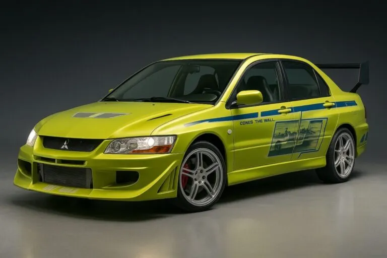 Imagen editorial del Mitsubishi Lancer Evolution VII de Paul Walker subastado en Reino Unido por más de 97,000 euros