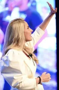 Patricia Lobeira Rodríguez durante su IV Informe de Resultados