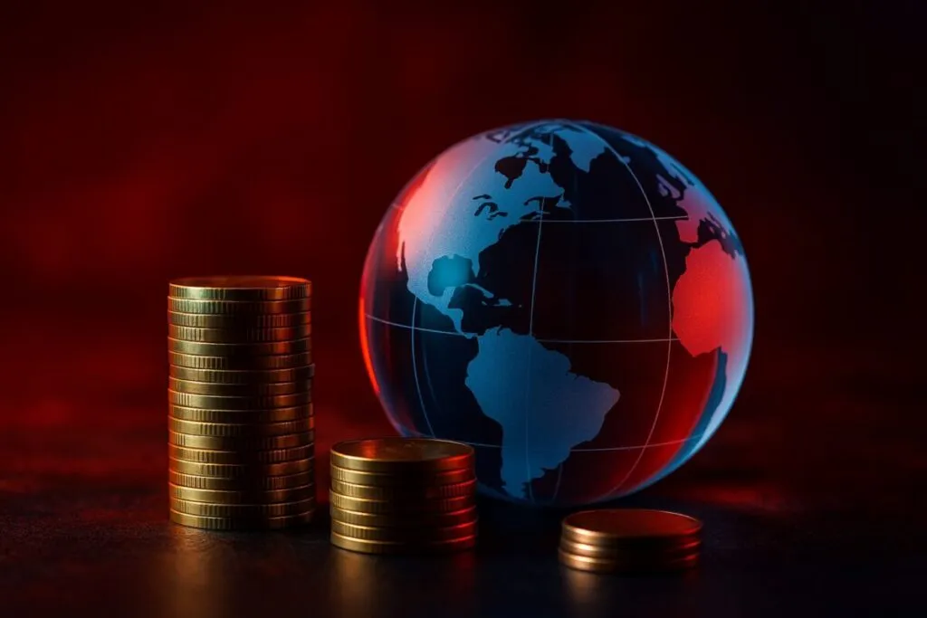 Gráfica de desaceleración económica global según OCDE, mostrando previsiones de crecimiento para 2024 y 2026