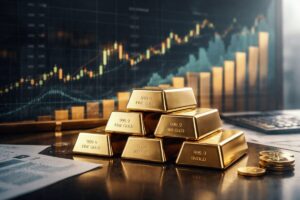 Lingotes de oro representando al oro refugio en un entorno de volatilidad global y mercados financieros