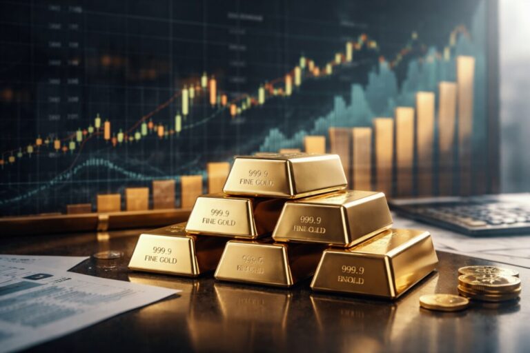 Lingotes de oro representando al oro refugio en un entorno de volatilidad global y mercados financieros