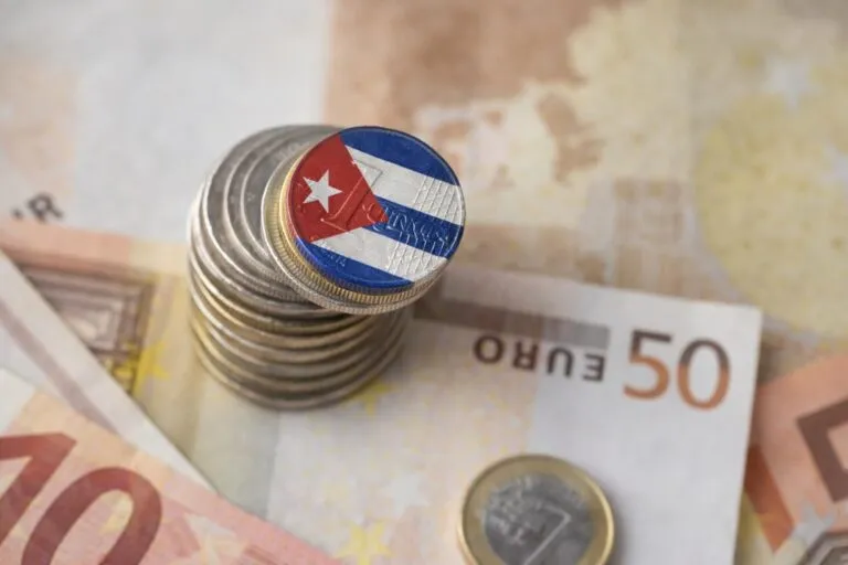 Gráfico de barras sobre la cotización del euro en Cuba con énfasis en euro en Cuba y tipo de cambio