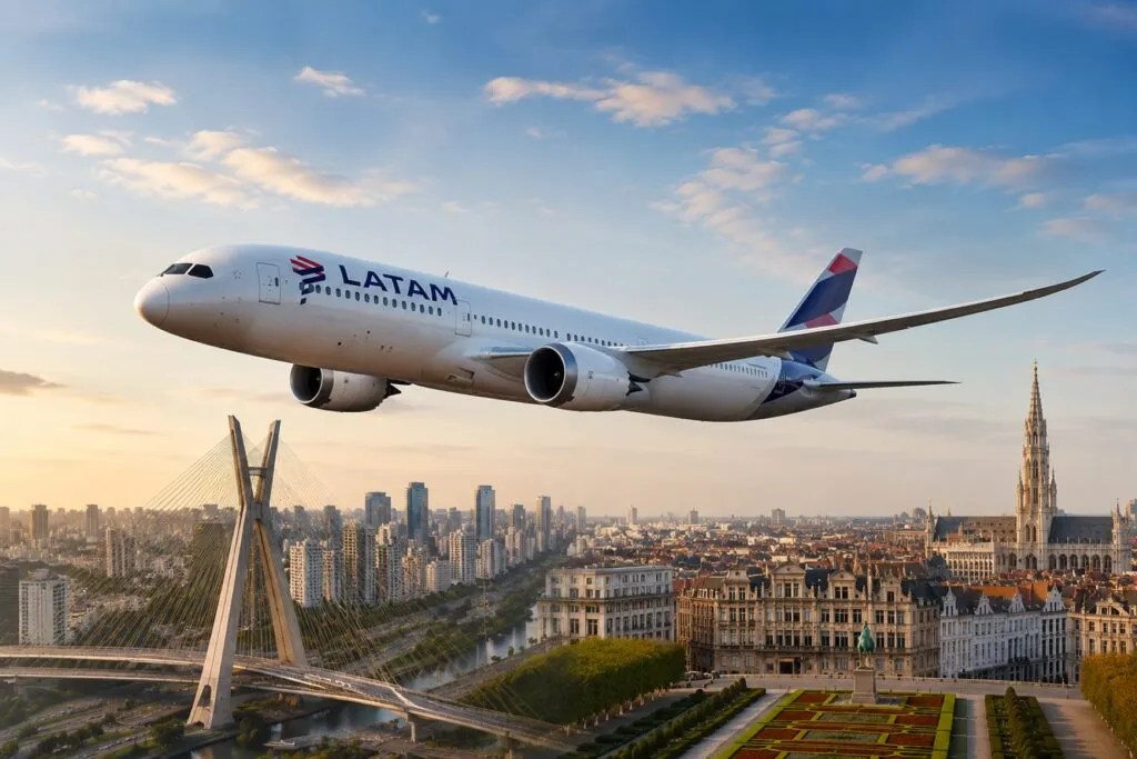 Vuelo directo São Paulo Bruselas operado por LATAM entre Brasil y Bélgica en 2026