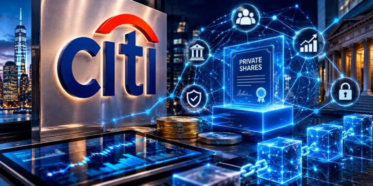 Mercado blockchain de Citigroup para negociación de acciones privadas tokenizadas e inversiones institucionales