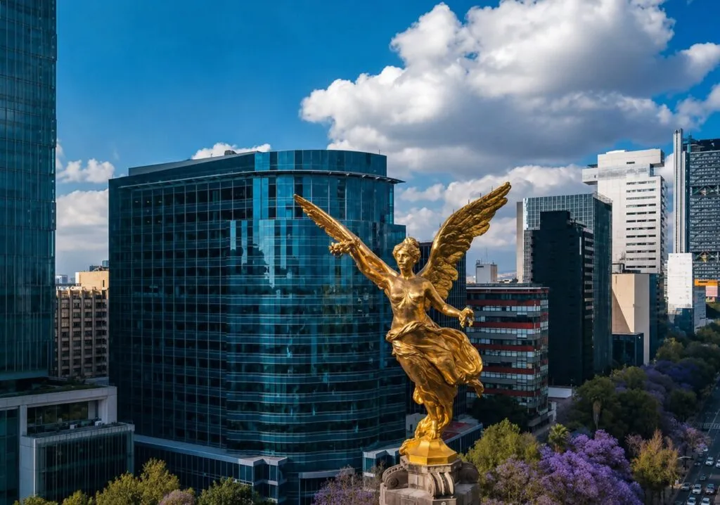 Economía mexicana con actividad industrial, financiera y comercial en un entorno de inversión y crecimiento económico.