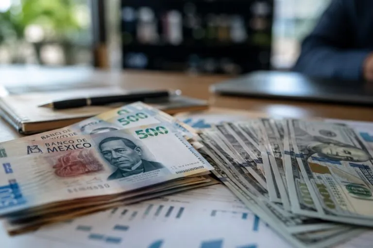 Tipo de cambio del peso con apreciación frente al dólar en el mercado cambiario mexicano.