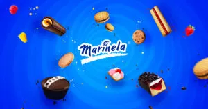 Productos Marinela en un anaquel de supermercado o tienda de conveniencia, con énfasis en el comportamiento de compra del consumidor mexicano.